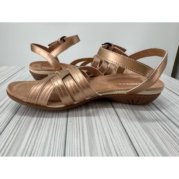 Merrell Women's 6 Strappy Sling Back Sandals Rose Gold Metallic Comfort‎ Outdoor - Picture 6 of 7